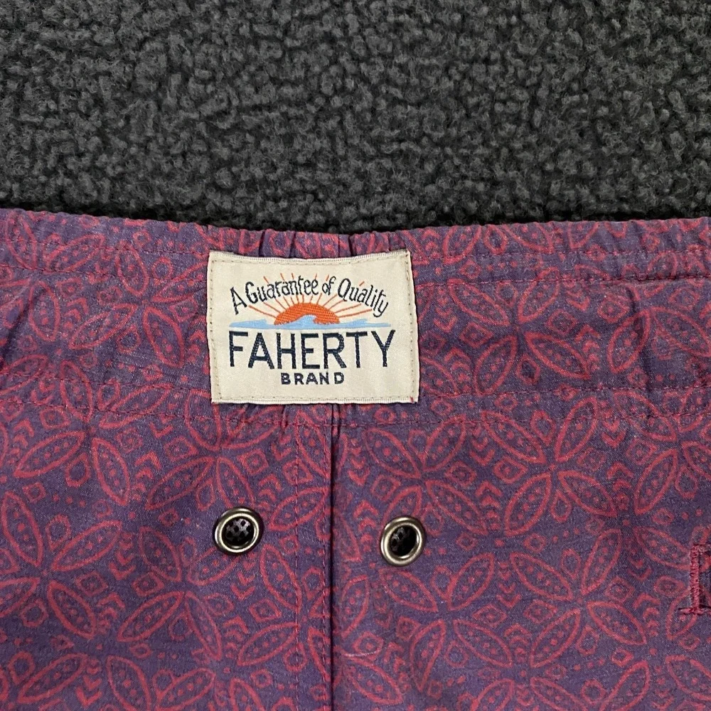 Faherty Swim Shorts Mens XL Mesh Lined Drawsting Board‎ Foral Red Purple
